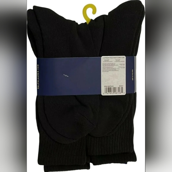 Polo Ralph Lauren Men's Black Classic Sport Crew Socks 6-Pack (10-13) - Picture 2 of 2